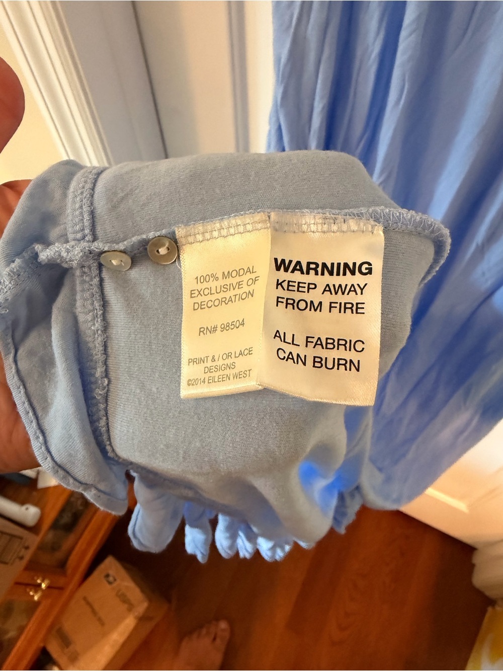 Eileen West Light Blue Button-Front Maxi Nightgown - Picture 5 of 5